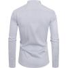 imageJVER Mens Banded Collar Dress Shirt Mandarin Long Sleeve Button Down Shirts Stretch Collarless Tops with PocketLight Grey