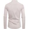 imageJVER Mens Banded Collar Dress Shirt Mandarin Long Sleeve Button Down Shirts Stretch Collarless Tops with PocketLight Khaki