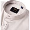 imageJVER Mens Banded Collar Dress Shirt Mandarin Long Sleeve Button Down Shirts Stretch Collarless Tops with PocketLight Khaki