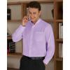 imageJVER Mens Banded Collar Dress Shirt Mandarin Long Sleeve Button Down Shirts Stretch Collarless Tops with PocketLight Purple