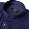 imageJVER Mens Banded Collar Dress Shirt Mandarin Long Sleeve Button Down Shirts Stretch Collarless Tops with PocketNavy Blue
