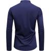 imageJVER Mens Banded Collar Dress Shirt Mandarin Long Sleeve Button Down Shirts Stretch Collarless Tops with PocketNavy Blue