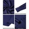 imageJVER Mens Banded Collar Dress Shirt Mandarin Long Sleeve Button Down Shirts Stretch Collarless Tops with PocketNavy Blue