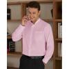 imageJVER Mens Banded Collar Dress Shirt Mandarin Long Sleeve Button Down Shirts Stretch Collarless Tops with PocketPink