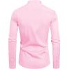 imageJVER Mens Banded Collar Dress Shirt Mandarin Long Sleeve Button Down Shirts Stretch Collarless Tops with PocketPink