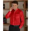 imageJVER Mens Banded Collar Dress Shirt Mandarin Long Sleeve Button Down Shirts Stretch Collarless Tops with PocketRed