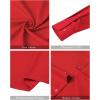 imageJVER Mens Banded Collar Dress Shirt Mandarin Long Sleeve Button Down Shirts Stretch Collarless Tops with PocketRed