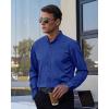 imageJVER Mens Banded Collar Dress Shirt Mandarin Long Sleeve Button Down Shirts Stretch Collarless Tops with PocketRoyal Blue