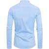 imageJVER Mens Banded Collar Dress Shirt Mandarin Long Sleeve Button Down Shirts Stretch Collarless Tops with PocketSky Blue