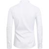 imageJVER Mens Banded Collar Dress Shirt Mandarin Long Sleeve Button Down Shirts Stretch Collarless Tops with PocketWhite