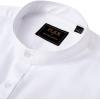 imageJVER Mens Banded Collar Dress Shirt Mandarin Long Sleeve Button Down Shirts Stretch Collarless Tops with PocketWhite