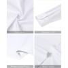 imageJVER Mens Banded Collar Dress Shirt Mandarin Long Sleeve Button Down Shirts Stretch Collarless Tops with PocketWhite