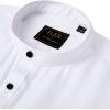 imageJVER Mens Banded Collar Dress Shirt Mandarin Long Sleeve Button Down Shirts Stretch Collarless Tops with PocketWhite Black