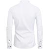 imageJVER Mens Banded Collar Dress Shirt Mandarin Long Sleeve Button Down Shirts Stretch Collarless Tops with PocketWhite Black