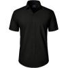 imageJVER Mens Short Sleeve Button Down Shirt Stretch Business Casual Dress Shirts Solid Summer Wedding Prom TopsSolid Black