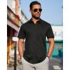 imageJVER Mens Short Sleeve Button Down Shirt Stretch Business Casual Dress Shirts Solid Summer Wedding Prom TopsSolid Black