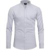 imageJVER Mens Banded Collar Dress Shirt Mandarin Long Sleeve Button Down Shirts Stretch Collarless Tops with PocketLight Grey