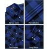 imageMens Plaid Flannel Shirt Long Sleeve Casual Button Down Shirts Regular Fit Cotton Office Work Tops with PocketsBlue Black