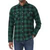 imageMens Plaid Flannel Shirt Long Sleeve Casual Button Down Shirts Regular Fit Cotton Office Work Tops with PocketsGreen Black