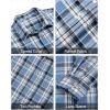 imageMens Plaid Flannel Shirt Long Sleeve Casual Button Down Shirts Regular Fit Cotton Office Work Tops with PocketsLight Blue