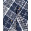 imageMens Plaid Flannel Shirt Long Sleeve Casual Button Down Shirts Regular Fit Cotton Office Work Tops with PocketsNavy Brown