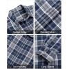 imageMens Plaid Flannel Shirt Long Sleeve Casual Button Down Shirts Regular Fit Cotton Office Work Tops with PocketsNavy Brown