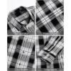 imageMens Plaid Flannel Shirt Long Sleeve Casual Button Down Shirts Regular Fit Cotton Office Work Tops with PocketsOff White Black