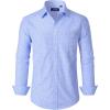 imageJVER Mens Button Down Shirts Long Sleeve Dress Shirt Business Casual Cotton Collared Plaid Tops with PocketA Light Blue Gingham