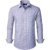imageJVER Mens Button Down Shirts Long Sleeve Dress Shirt Business Casual Cotton Collared Plaid Tops with PocketBlue Red Plaid