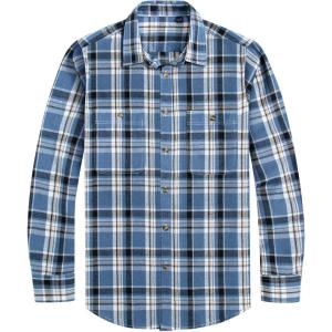 imageMens Plaid Flannel Shirt Long Sleeve Casual Button Down Shirts Regular Fit Cotton Office Work Tops with PocketsLight Blue