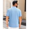 imageJVER Polo Shirts for Men Short Sleeve Ribbed Textured Knit Shirt Stretch Casual Golf TopsBlue