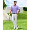 imageJVER Polo Shirts for Men Short Sleeve Ribbed Textured Knit Shirt Stretch Casual Golf TopsLavender Purple