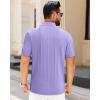 imageJVER Polo Shirts for Men Short Sleeve Ribbed Textured Knit Shirt Stretch Casual Golf TopsLavender Purple