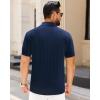 imageJVER Polo Shirts for Men Short Sleeve Ribbed Textured Knit Shirt Stretch Casual Golf TopsNavy Blue