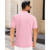 imageJVER Polo Shirts for Men Short Sleeve Ribbed Textured Knit Shirt Stretch Casual Golf TopsPink