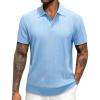 imageJVER Polo Shirts for Men Short Sleeve Ribbed Textured Knit Shirt Stretch Casual Golf TopsBlue