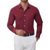 imageJVER Oxford Shirts for Men Stretch Button Down Shirts Solid Casual Long Sleeve Dress Shirts with PocketBurgundy