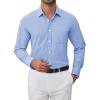 imageJVER Oxford Shirts for Men Stretch Button Down Shirts Solid Casual Long Sleeve Dress Shirts with PocketLight Blue