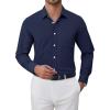 imageJVER Oxford Shirts for Men Stretch Button Down Shirts Solid Casual Long Sleeve Dress Shirts with PocketNavy Blue