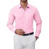 imageJVER Oxford Shirts for Men Stretch Button Down Shirts Solid Casual Long Sleeve Dress Shirts with PocketPink