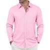 imageJVER Oxford Shirts for Men Stretch Button Down Shirts Solid Casual Long Sleeve Dress Shirts with PocketPink