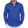 imageJVER Oxford Shirts for Men Stretch Button Down Shirts Solid Casual Long Sleeve Dress Shirts with PocketRoyal Blue
