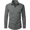 imageJVER Mens Dress Shirts Long Sleeve Solid Formal Shirt Stretch Business Casual Wedding Button Down ShirtsGrey