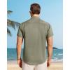 image:imageJVER Mens Button Down Short Sleeve Shirts Summer Beach Vacation Untucked Casual Tops Wrinkle Resistant Linen ShirtArmy Green