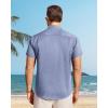 image:imageJVER Mens Button Down Short Sleeve Shirts Summer Beach Vacation Untucked Casual Tops Wrinkle Resistant Linen ShirtBlue