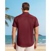 image:imageJVER Mens Button Down Short Sleeve Shirts Summer Beach Vacation Untucked Casual Tops Wrinkle Resistant Linen ShirtBurgundy