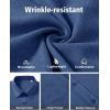 image:imageJVER Mens Button Down Short Sleeve Shirts Summer Beach Vacation Untucked Casual Tops Wrinkle Resistant Linen ShirtDark Blue