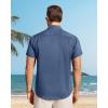 image:imageJVER Mens Button Down Short Sleeve Shirts Summer Beach Vacation Untucked Casual Tops Wrinkle Resistant Linen ShirtDark Blue