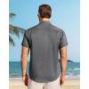 image:imageJVER Mens Button Down Short Sleeve Shirts Summer Beach Vacation Untucked Casual Tops Wrinkle Resistant Linen ShirtGrey