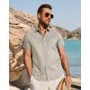 image:imageJVER Mens Button Down Short Sleeve Shirts Summer Beach Vacation Untucked Casual Tops Wrinkle Resistant Linen ShirtKhaki
